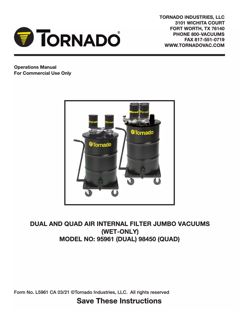 Page 1 of the manual User Manual Tornado 95961