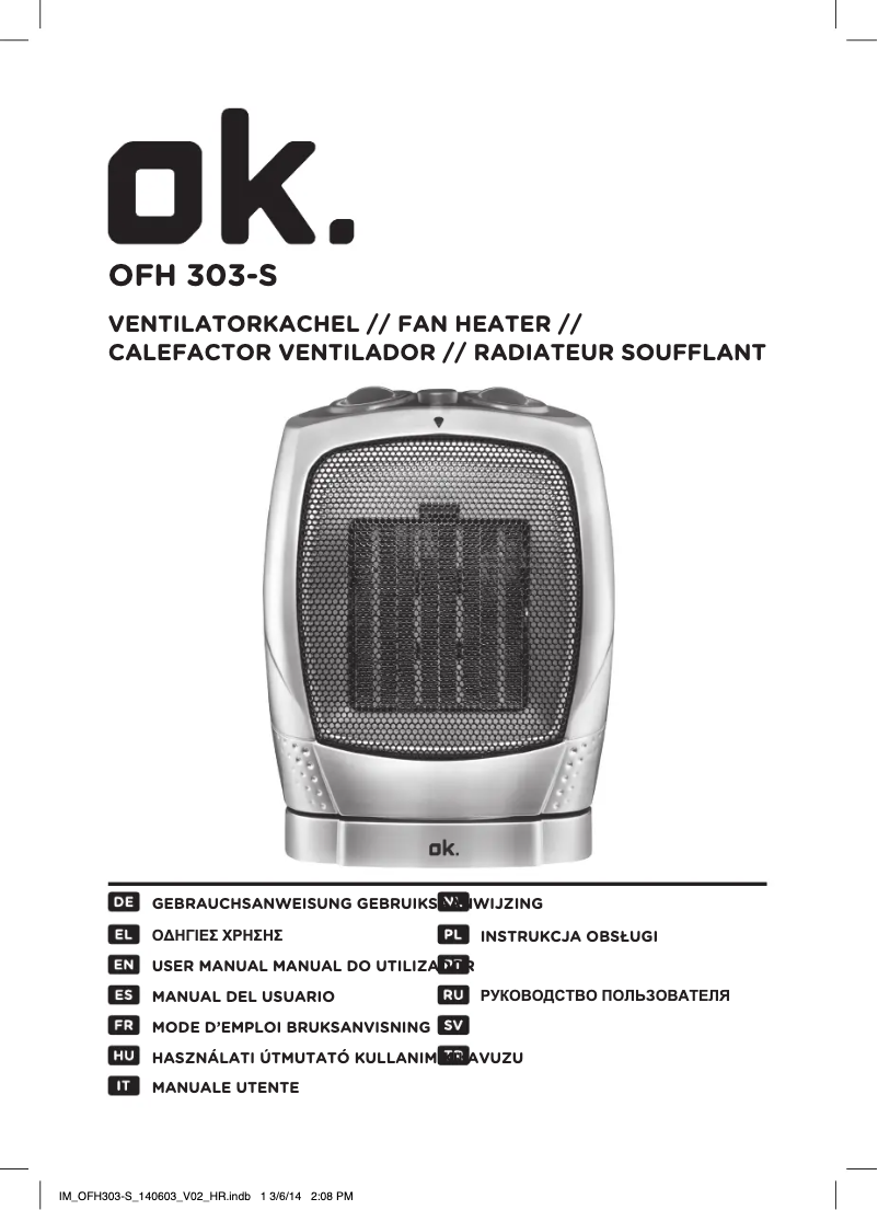 First page image of the manual for OFH 303-S