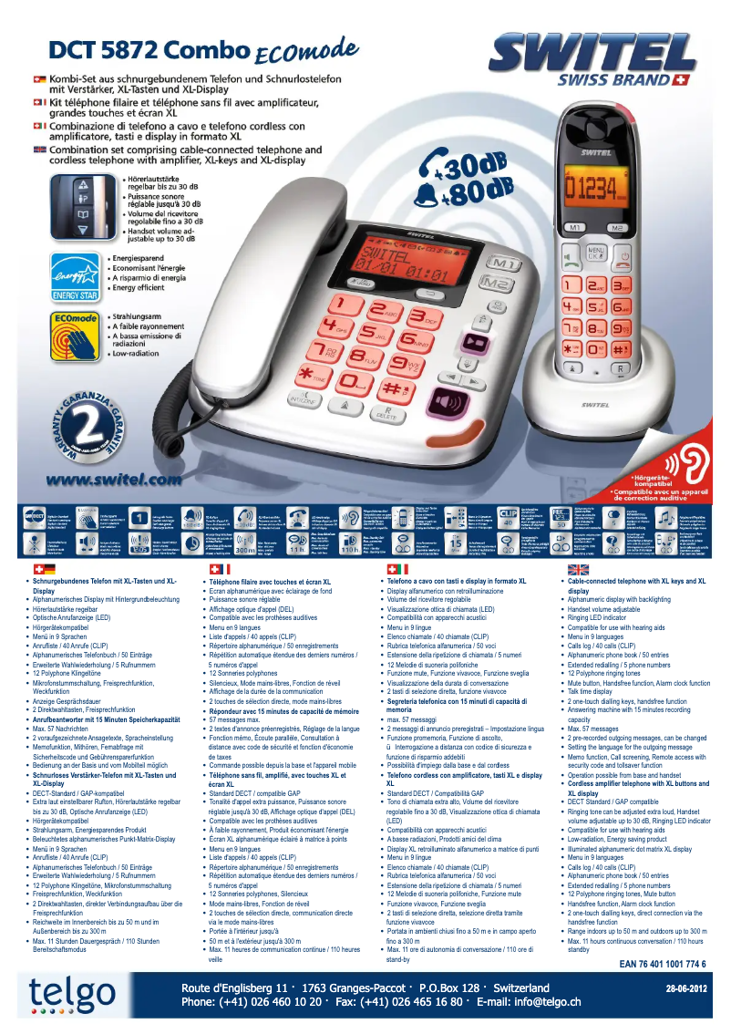 First page image of the manual for DCT5872