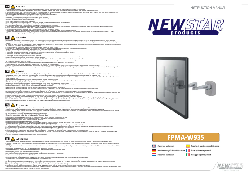 First page image of the manual for FPMA-W935