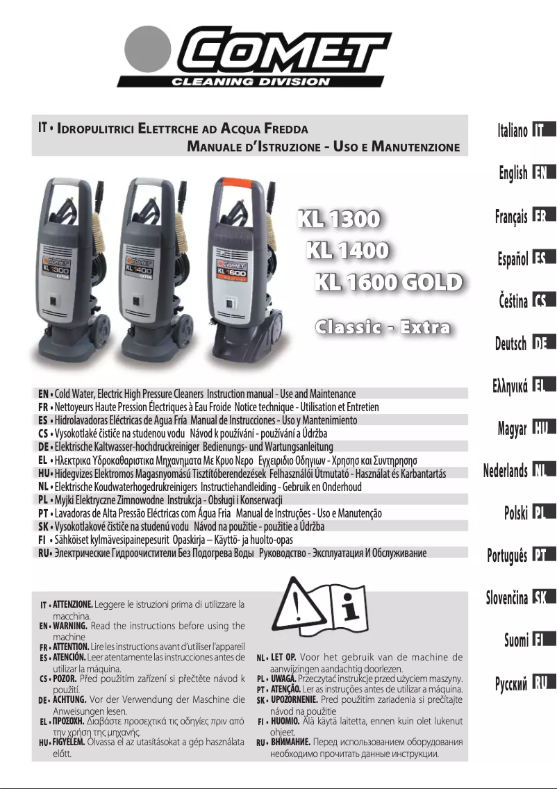 First page image of the manual for KL 1600 Extra