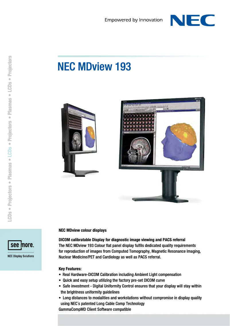 Page 1 of the manual Technical Sheet NEC MDview 193