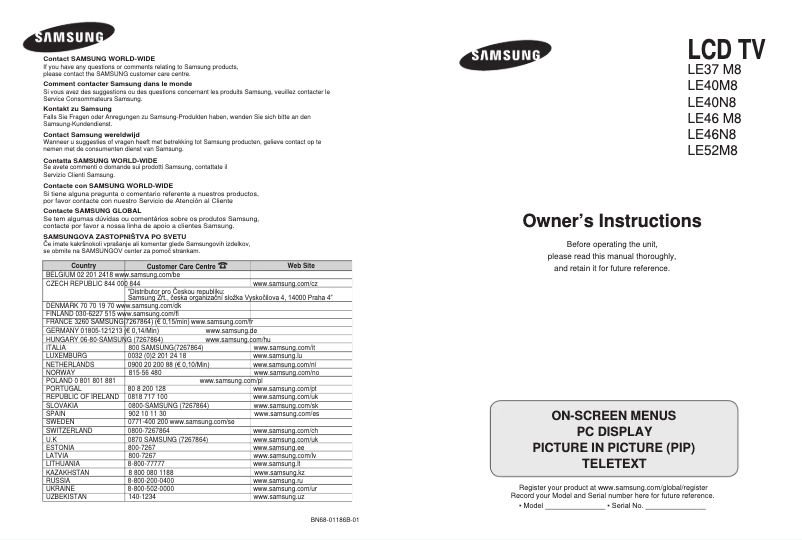 First page image of the manual for LE46N86