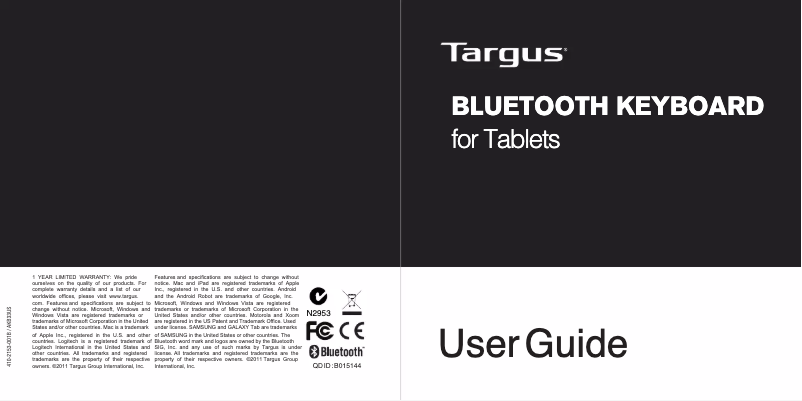 First page image of the manual for AKB33US