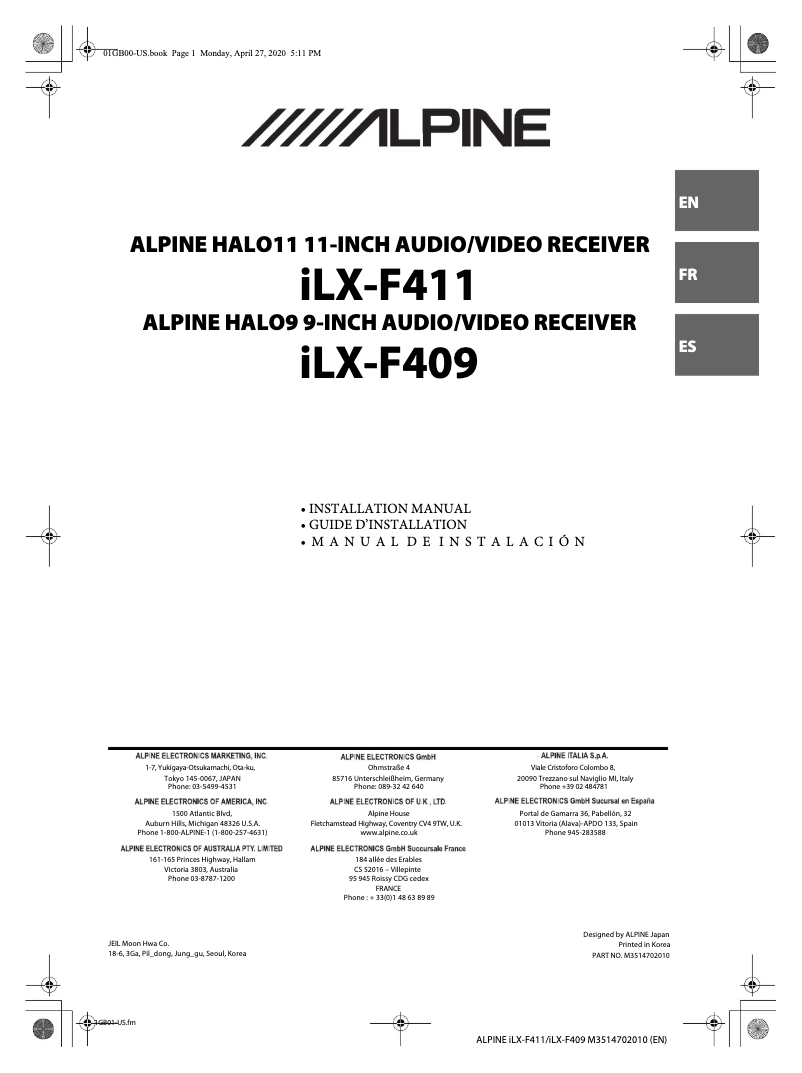 First page image of the manual for Halo11 iLX-F411