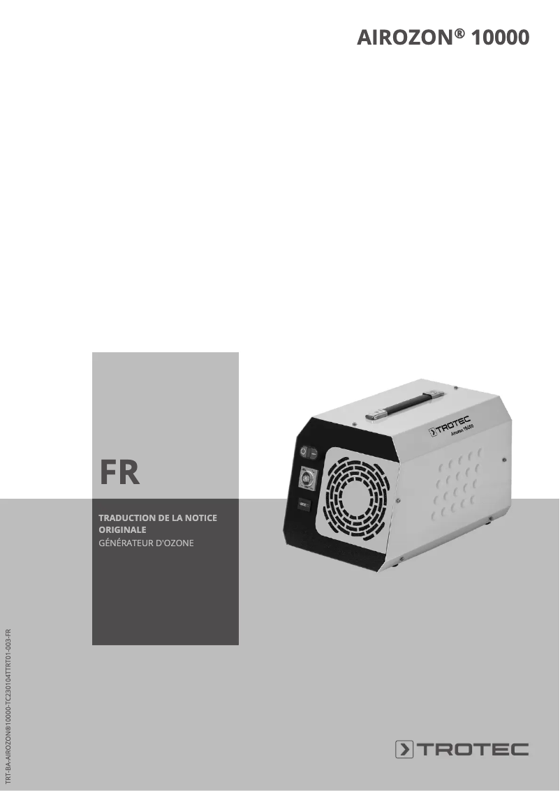 First page image of the manual for Airozon 10000