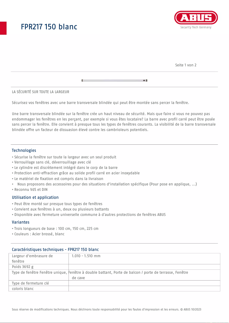 Image de la première page du manuel de l'appareil FPR217