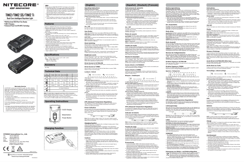 Page 1 of the manual User Manual Nitecore TINI2 Ti