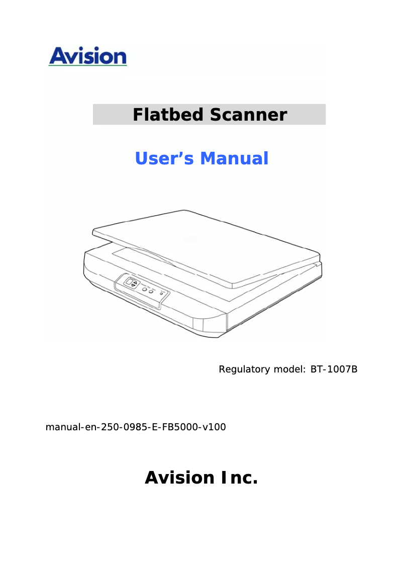 Page 1 of the manual User Manual Avision FB5000