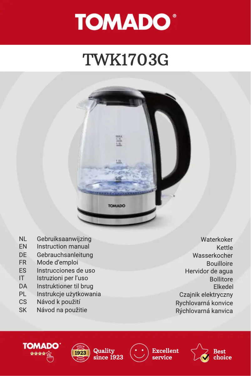 Page 1 of the manual User Manual Tomado TWK1703G