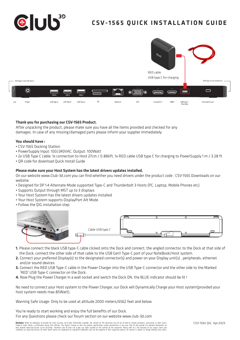 Image de la première page du manuel de l'appareil CSV-1565