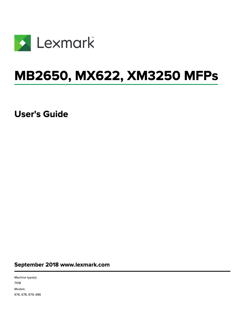 First page image of the manual for MX622adhe