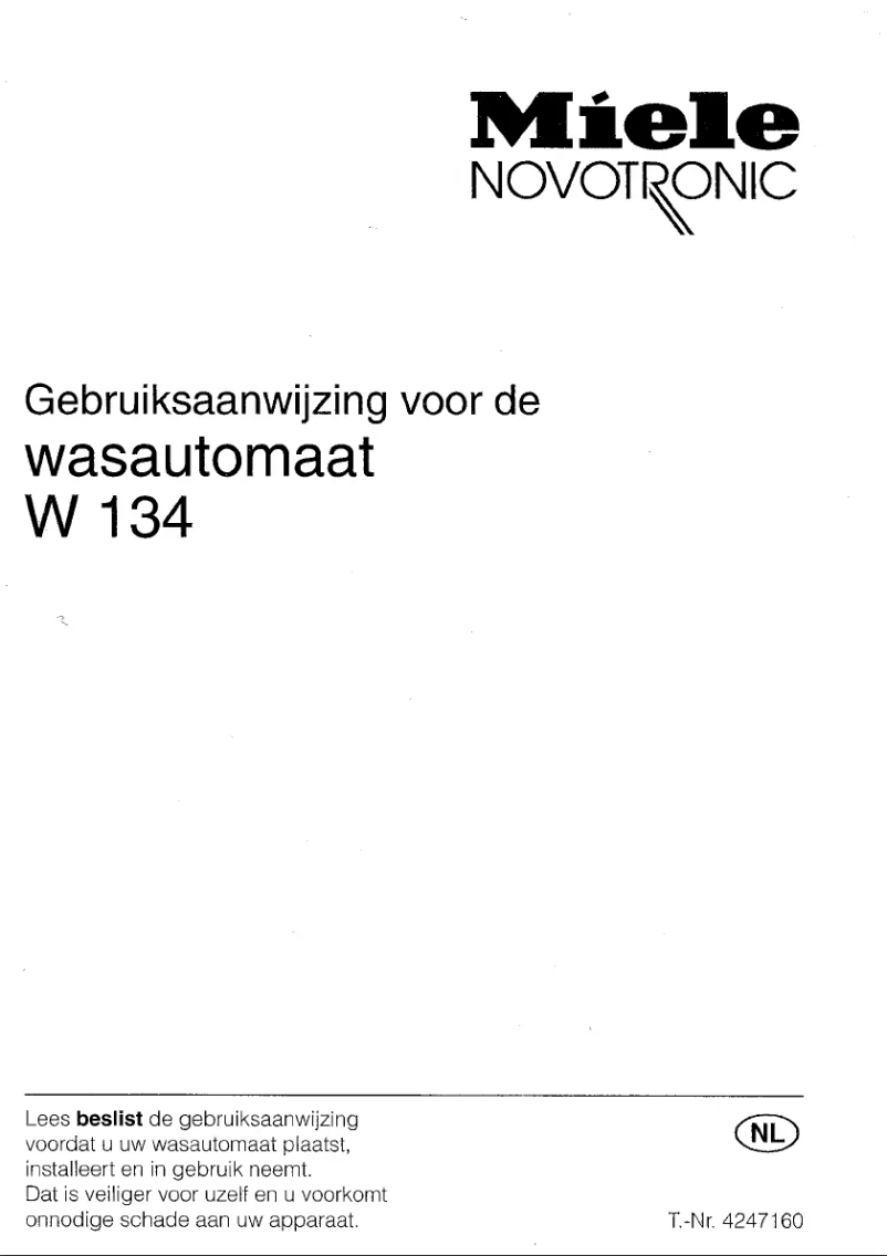 Page 1 of the manual User Manual Miele Novotronic W 134