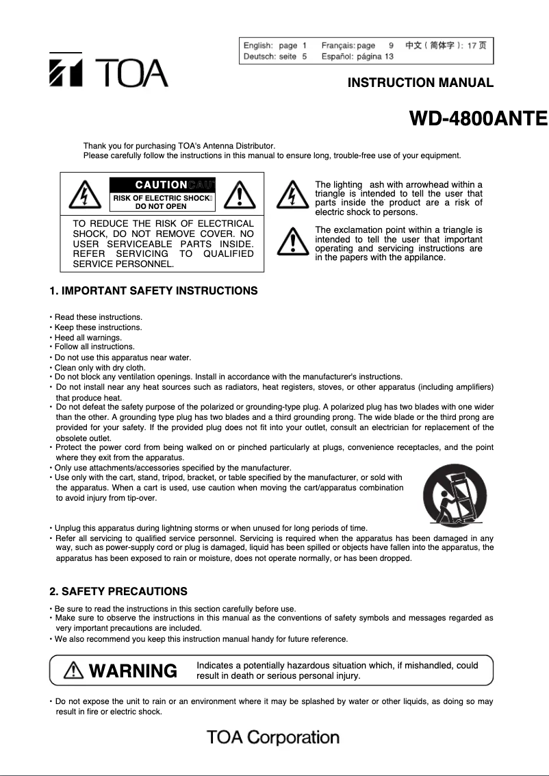 Image de la première page du manuel de l'appareil WD-4800