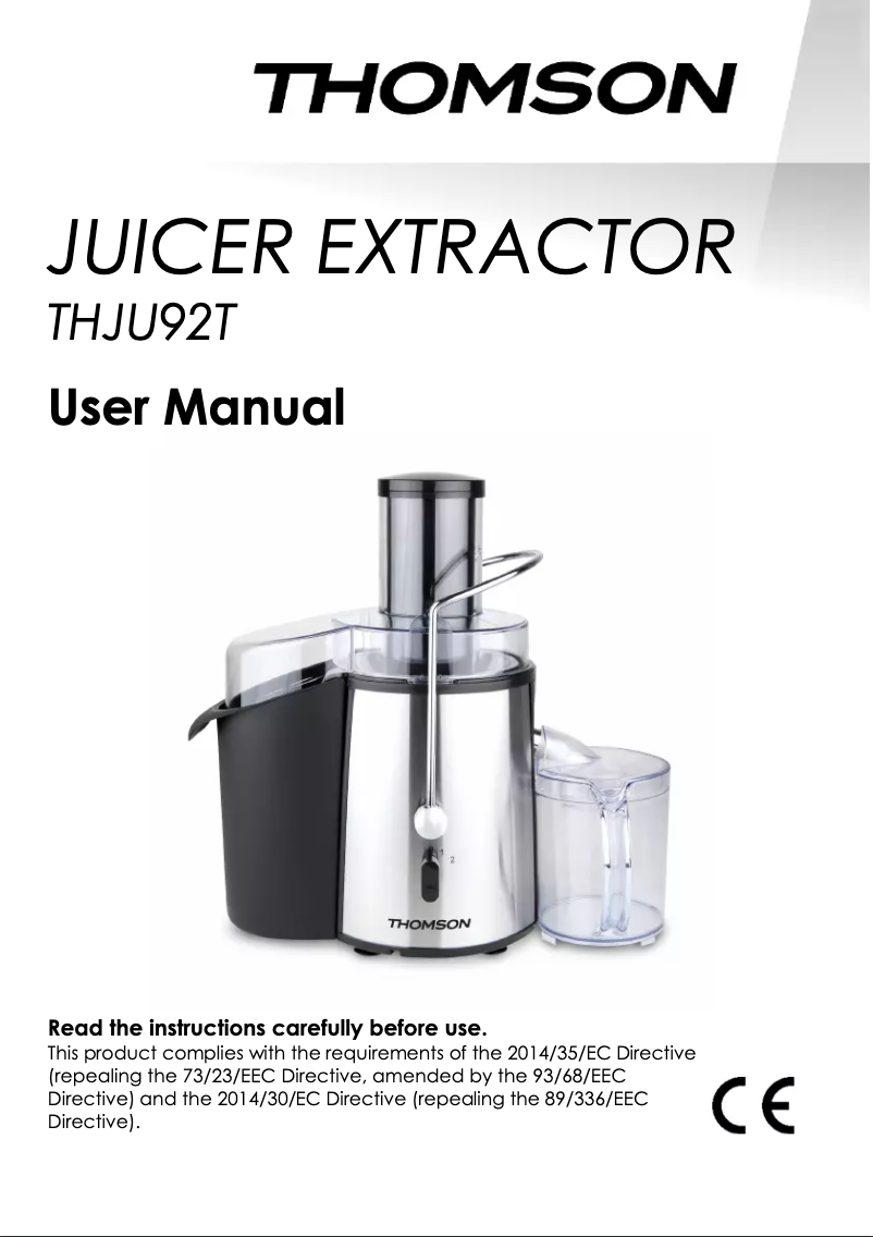 First page image of the manual for THJU92T