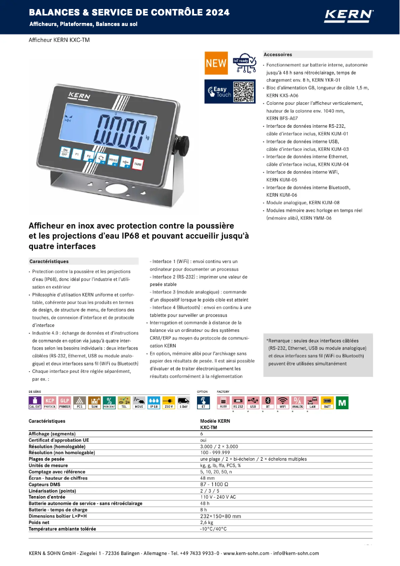 Page 1 of the manual Brochure Kern TKXC-TM-A