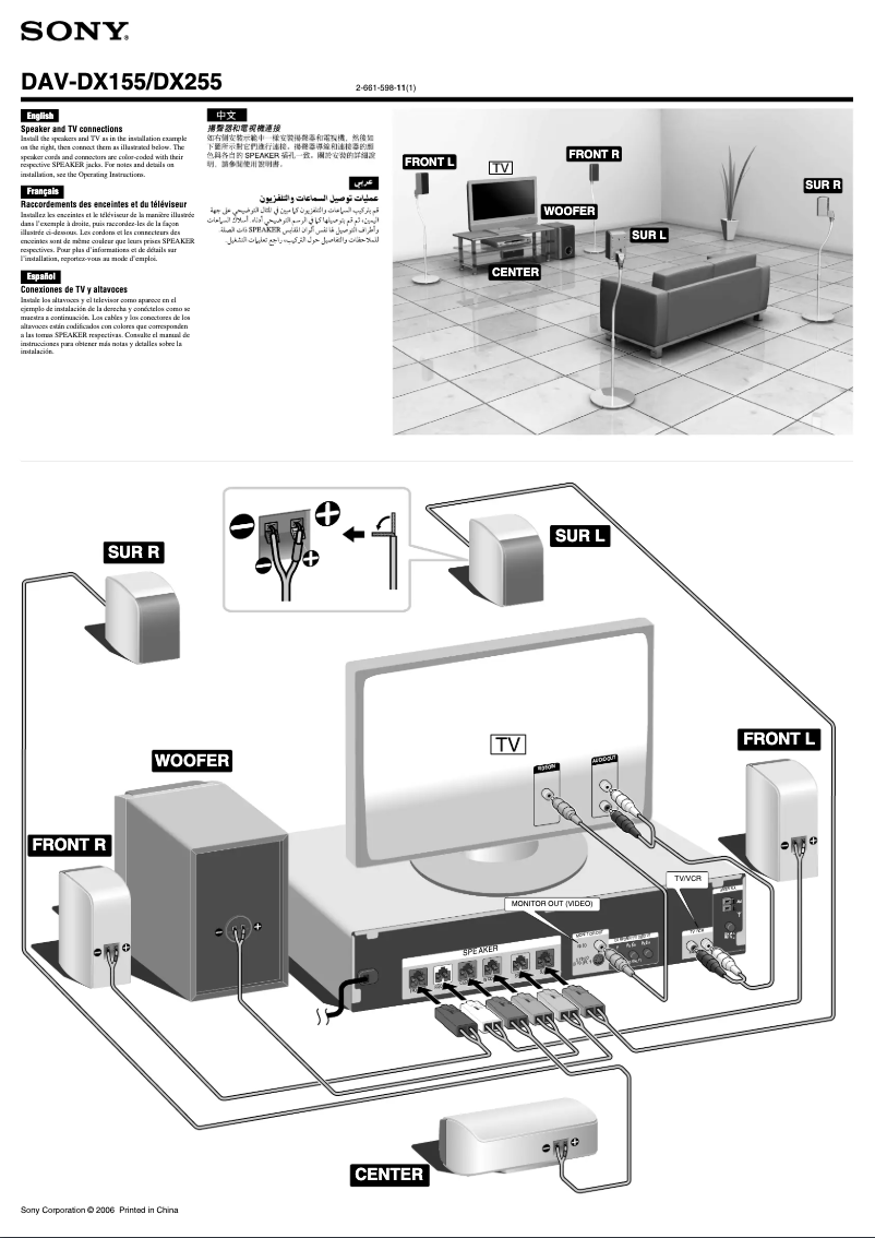 Page 1 of the manual Installation Guide Sony DAV-DX255