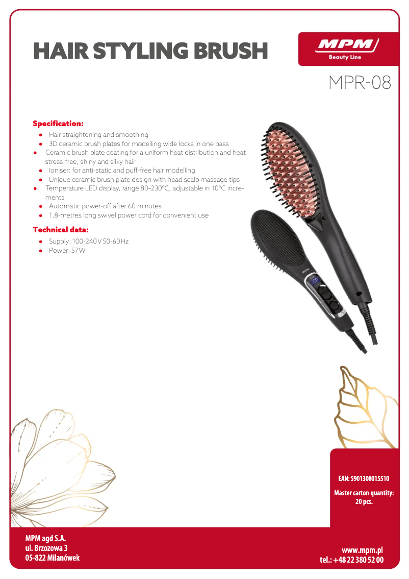 Page 1 of the manual Technical Sheet MPM MPR-08