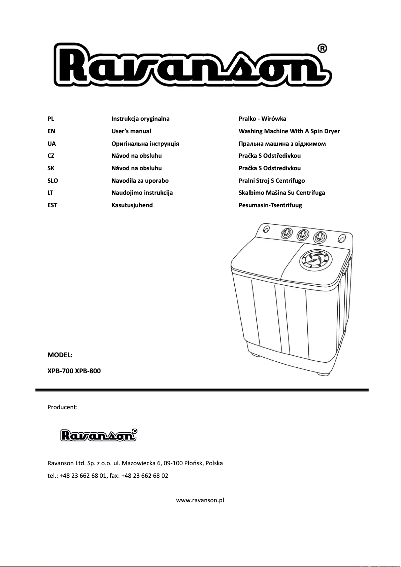 First page image of the manual for XPB-700
