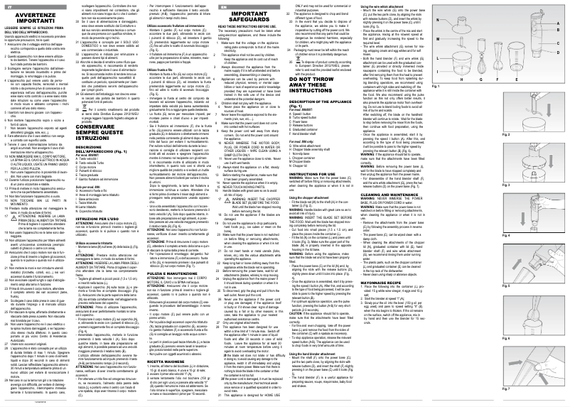 Page 1 of the manual User Manual Ariete Pimmy 886