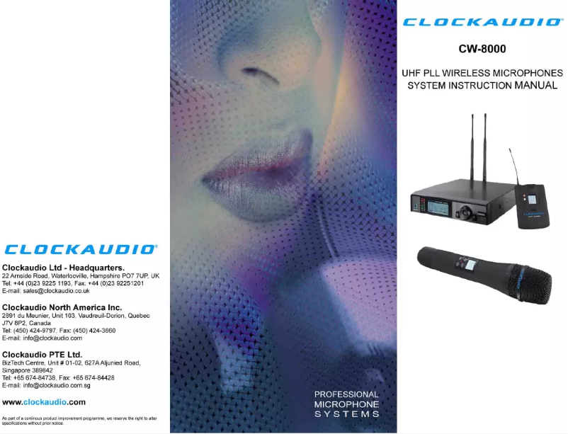 First page image of the manual for CW 8000