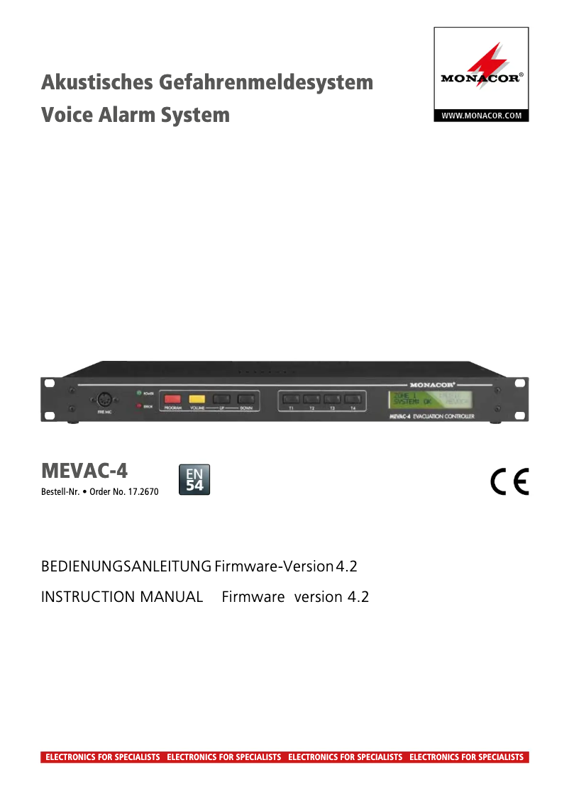 Page 1 of the manual User Manual Monacor MEVAC-4