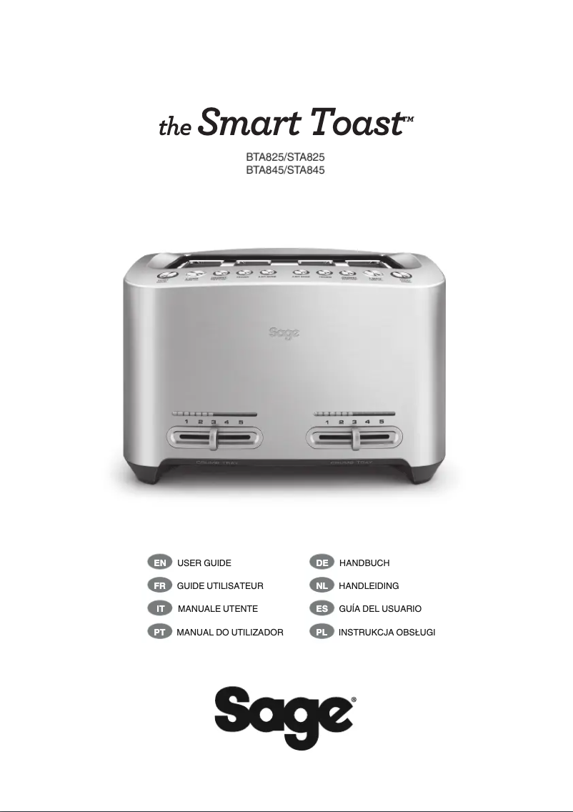 First page image of the manual for the Smart Toast 4 STA825