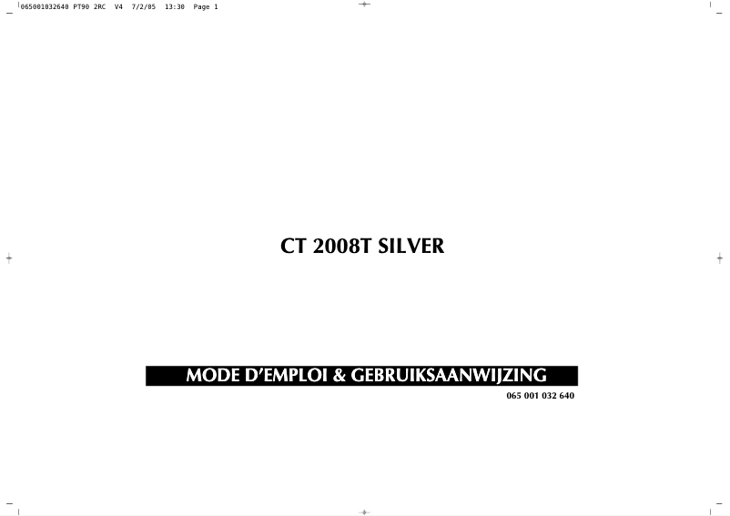 First page image of the manual for CT2008T Silver