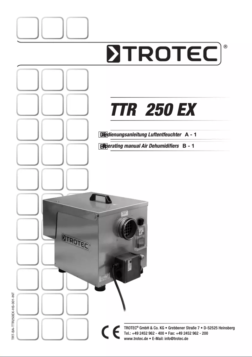 First page image of the manual for TTR 250 Ex