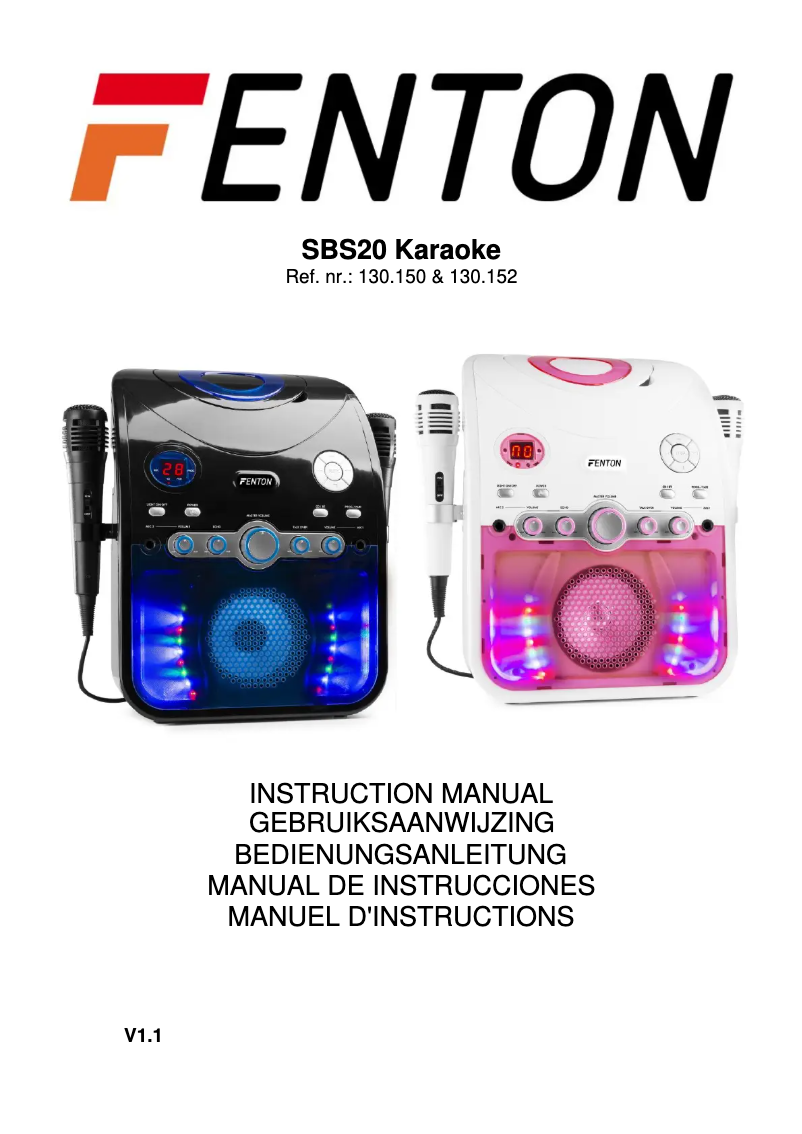Page 1 of the manual User Manual Fenton SBS20B
