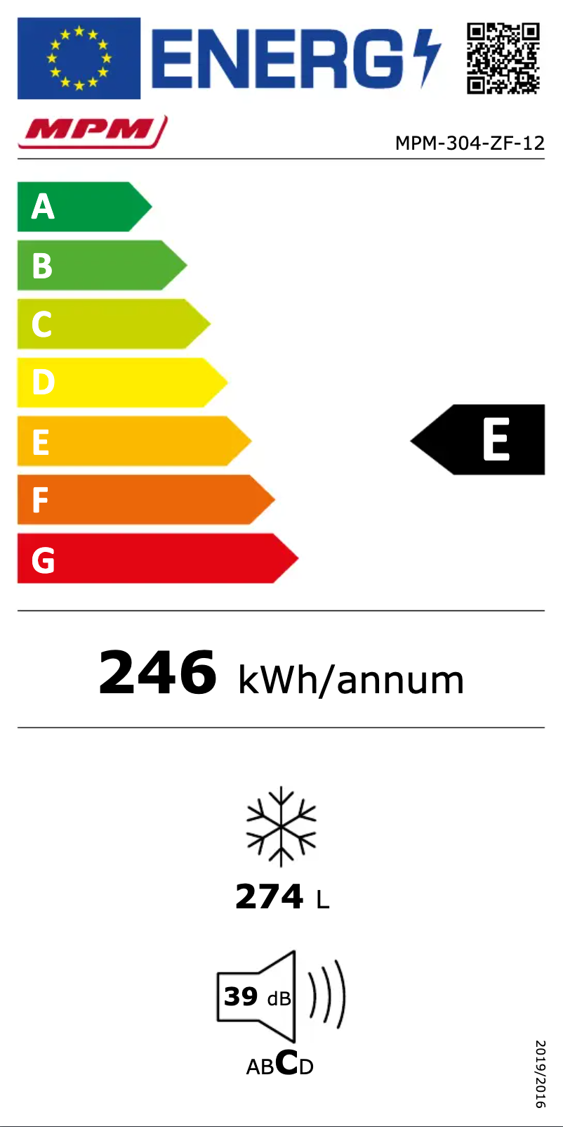 Page 1 of the manual Energy Label MPM MPM-304-ZF-12