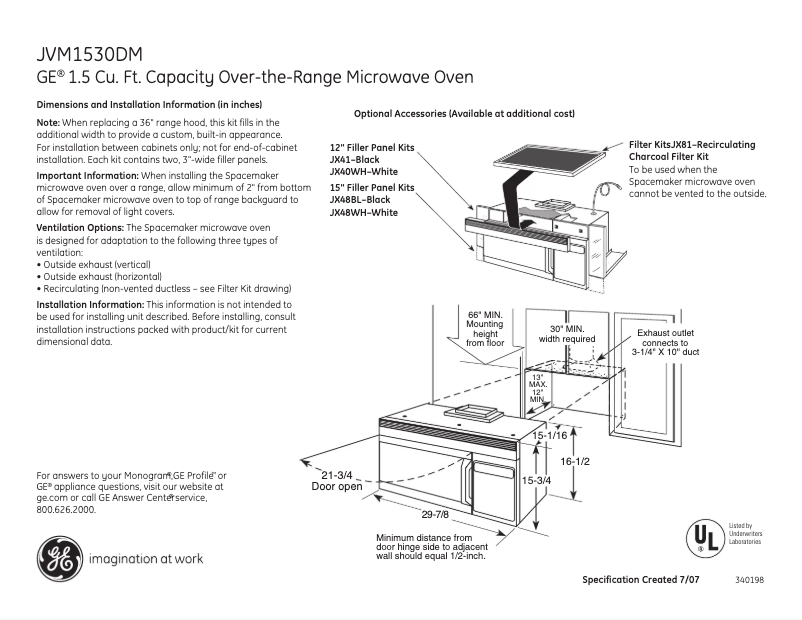 First page image of the manual for JVM1530DMBB