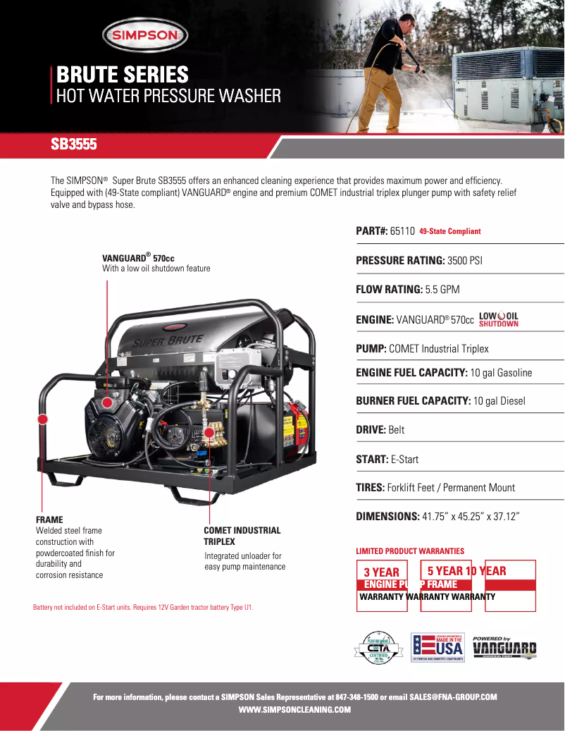 First page image of the manual for Super Brute SB3555