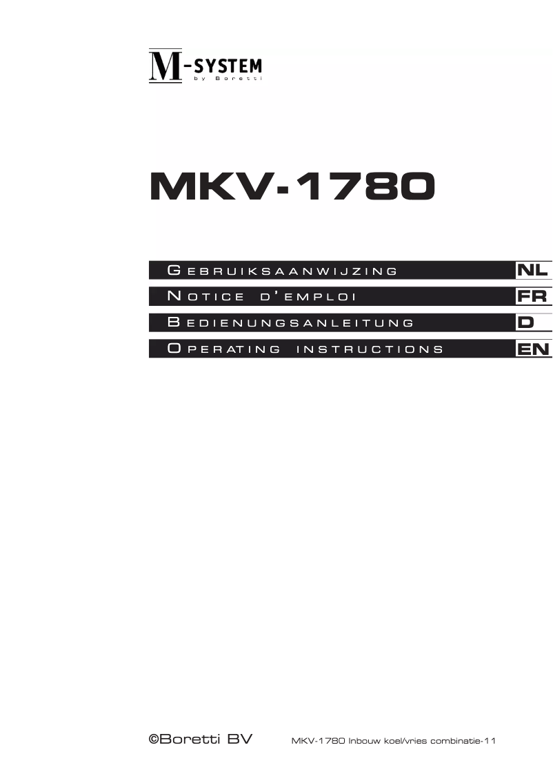 First page image of the manual for MKV-1780