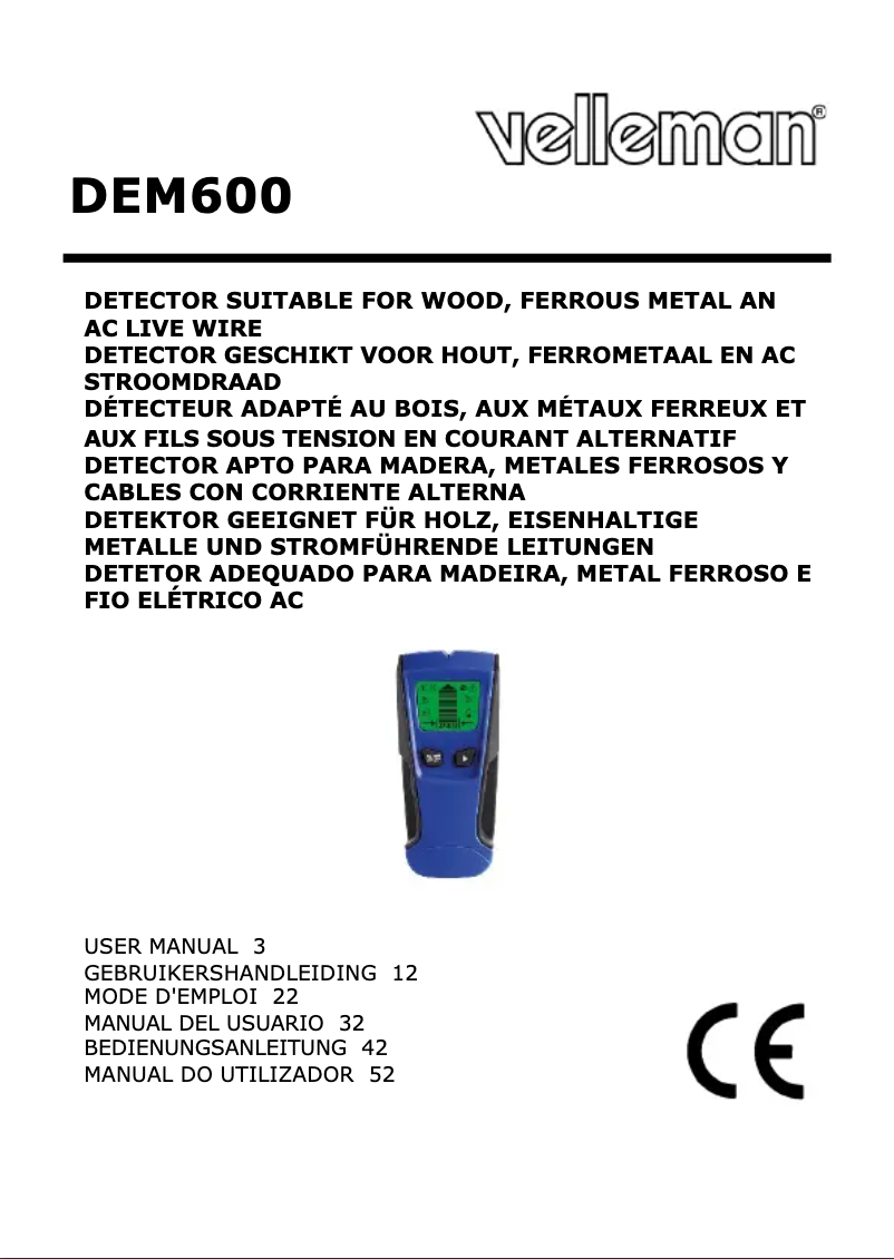 Image de la première page du manuel de l'appareil DEM600