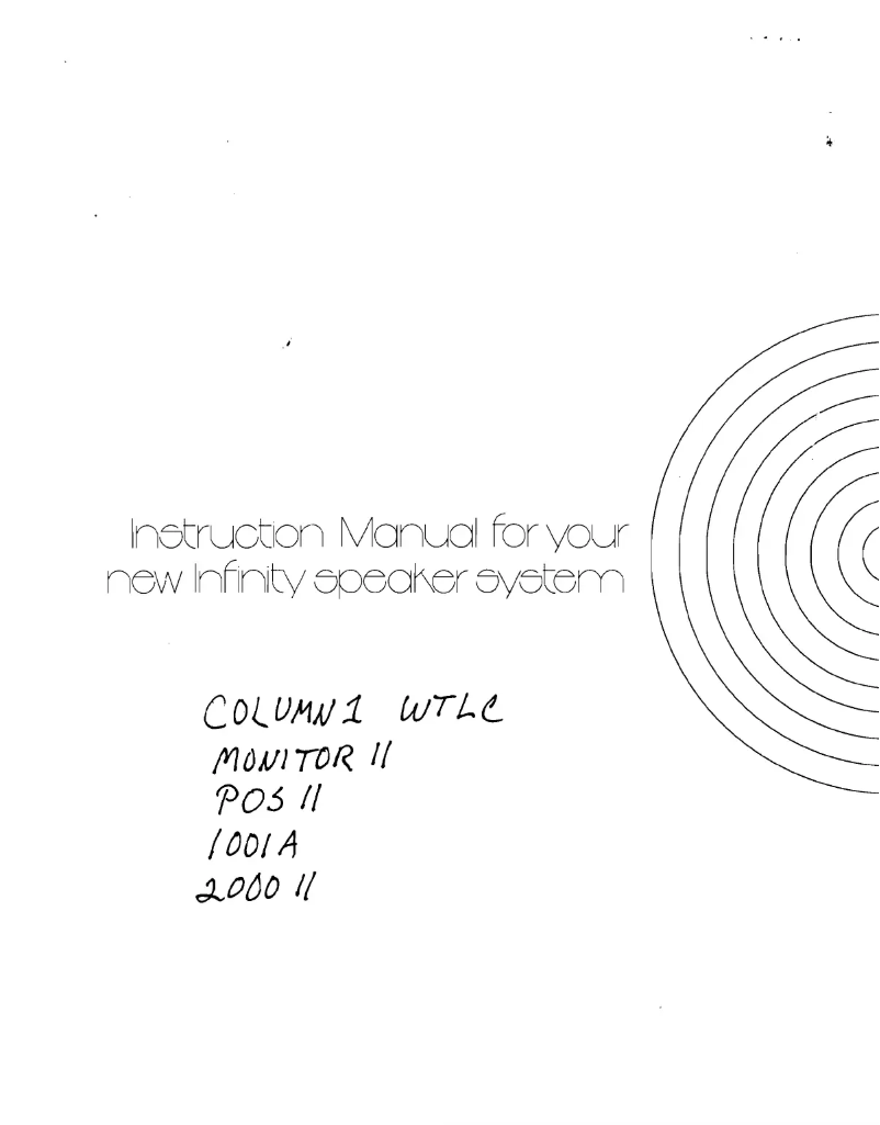 Page 1 de la notice Manuel utilisateur Infinity 2000 II