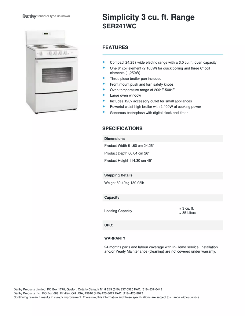 First page image of the manual for SER241WC