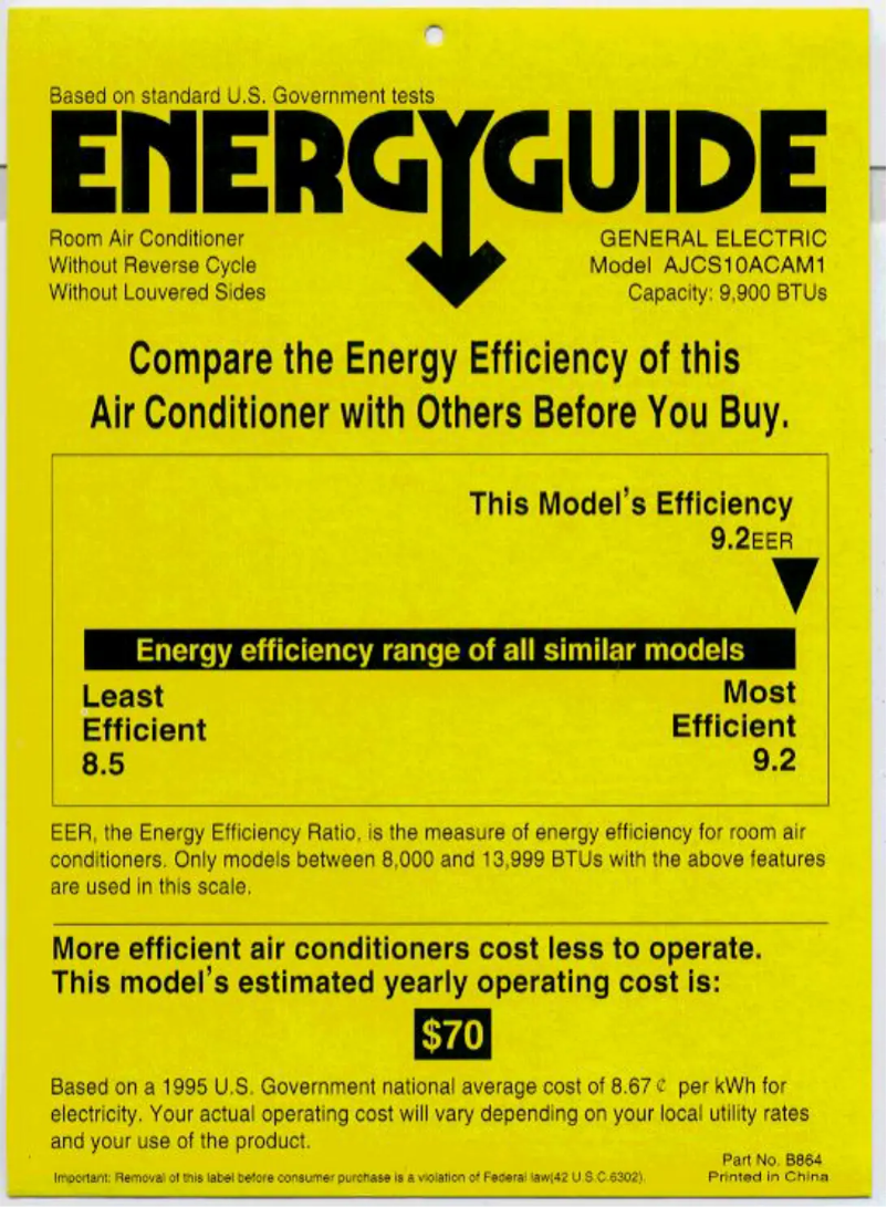 First page image of the manual for AJCS10ACA