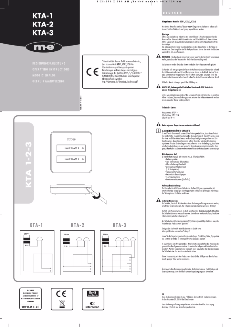 Page 1 of the manual User Manual m-e KTA-2