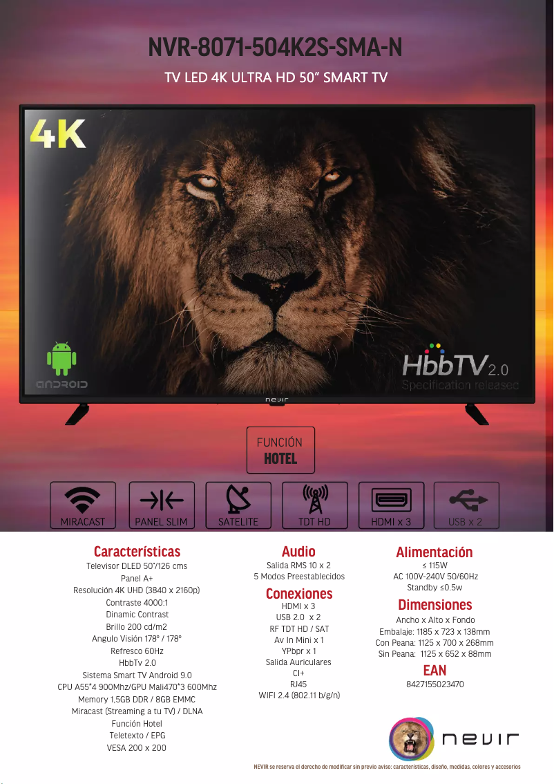 Page 1 of the manual Brochure Nevir NVR-8071-504K2S-SMA-N