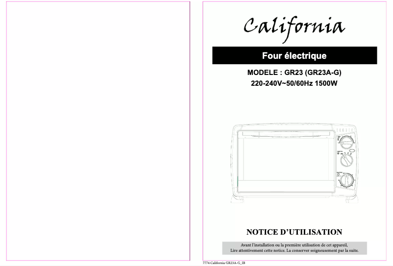 Page 1 of the manual User Manual California GR23A-G
