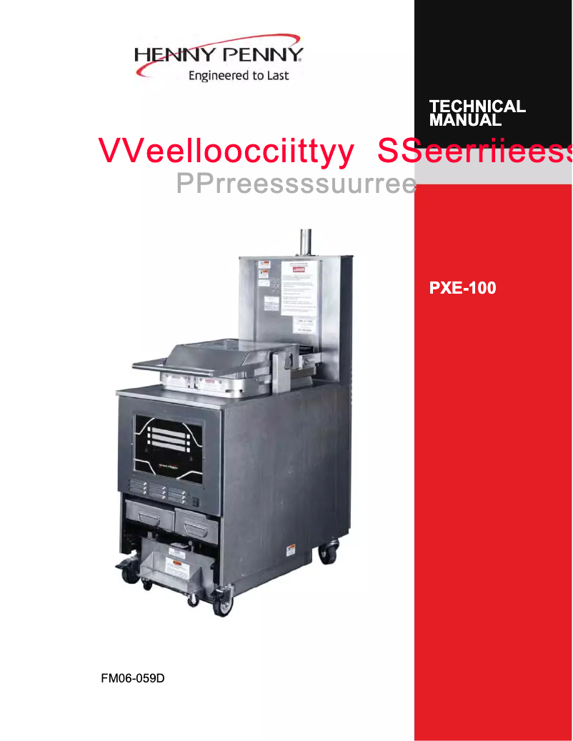 Page 1 of the manual User Manual Henny Penny Velocity PXE-100