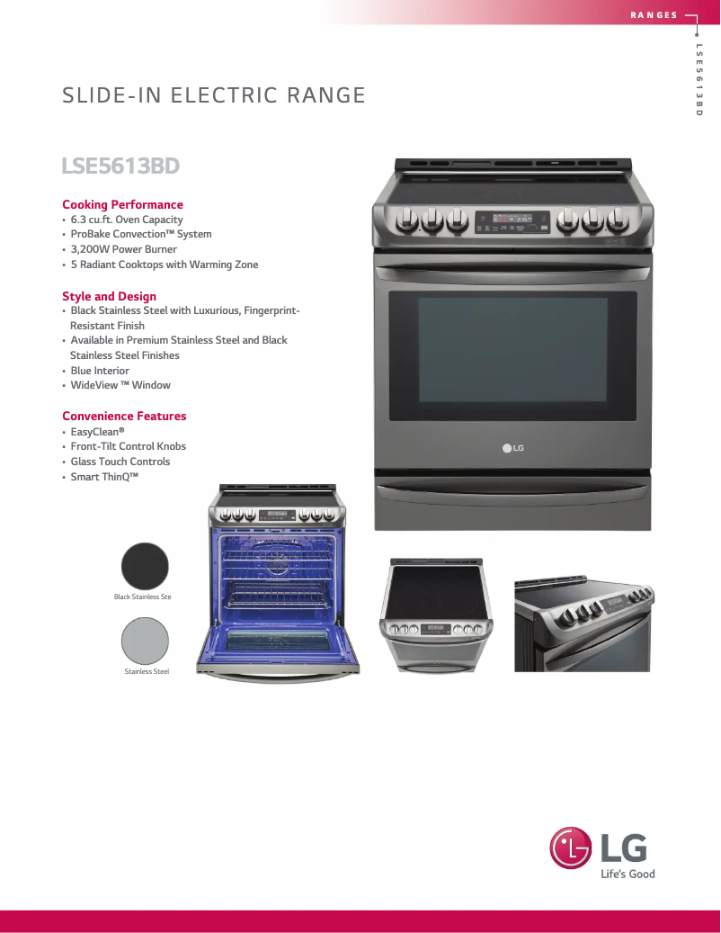 Page 1 of the manual Technical Sheet LG LSE5613BD