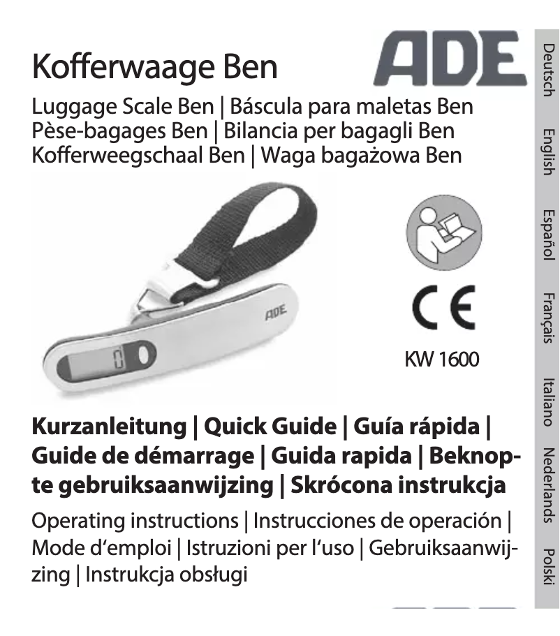 Page 1 of the manual User Manual ADE Ben KW 1600