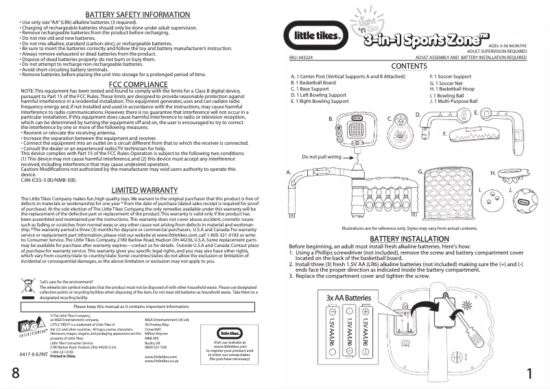 Page 1 de la notice Manuel utilisateur Little Tikes 643224