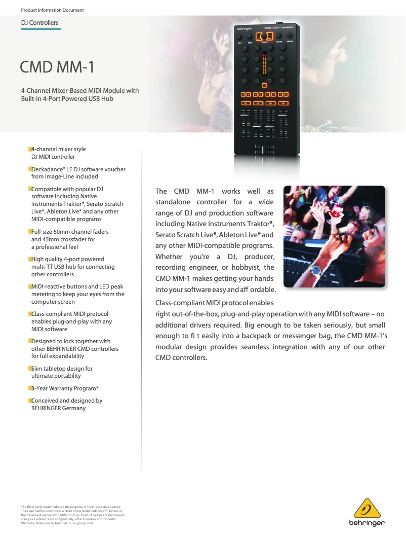 Page 1 of the manual Technical Sheet Behringer CMD MM-1