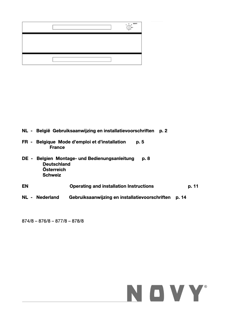 First page image of the manual for Glass'line 877