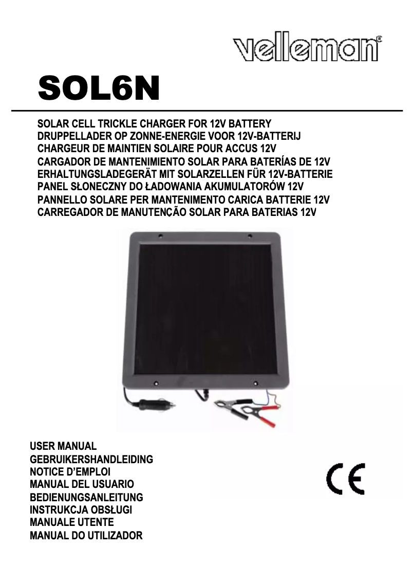 Page 1 of the manual User Manual Velleman SOL6N