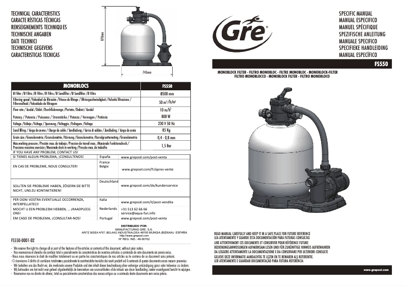 Page 1 of the manual User Manual Gre FS550