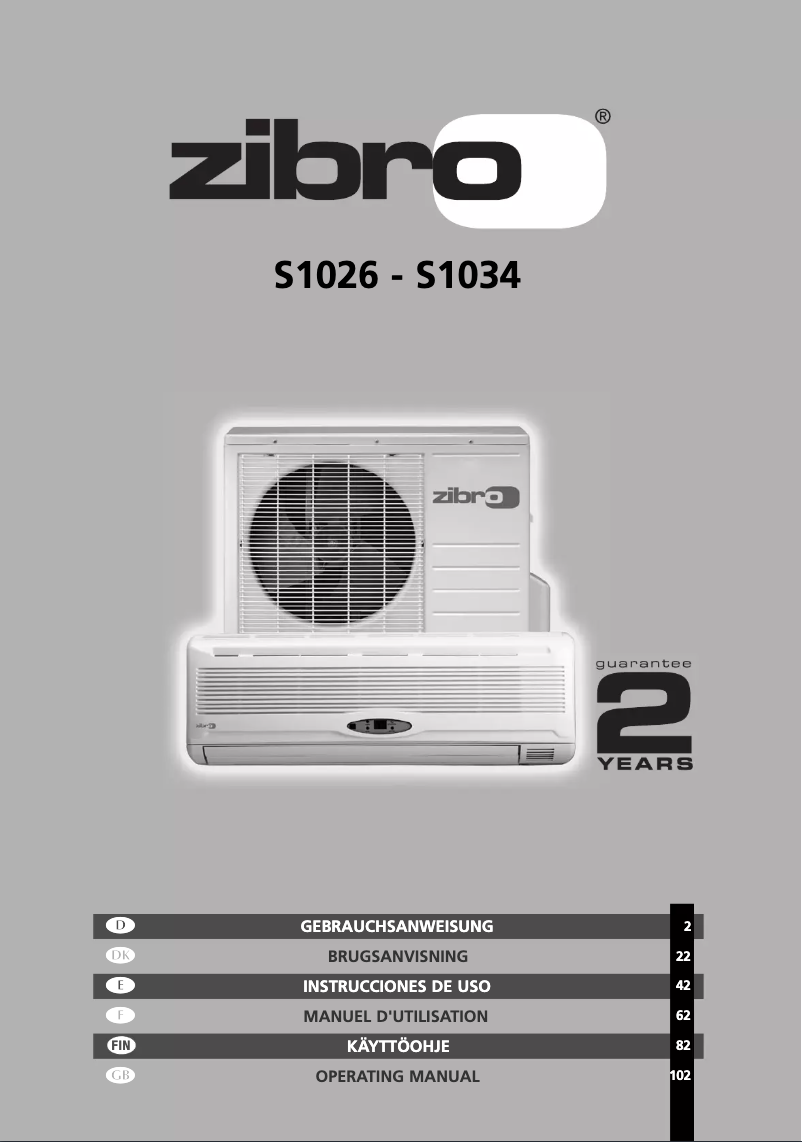 Page 1 of the manual User Manual Zibro S 1026